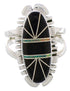 Southwestern Silver Jet Opal Inlay Ring Size 8-3/4 TX28662